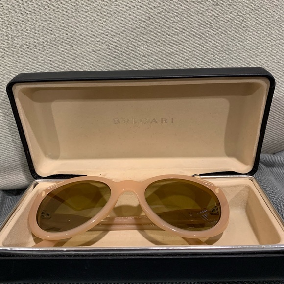 BLVGARI Sunglasses Nude Pinkto Color Frame Celluloid Lens Plastic - Picture 4 of 14